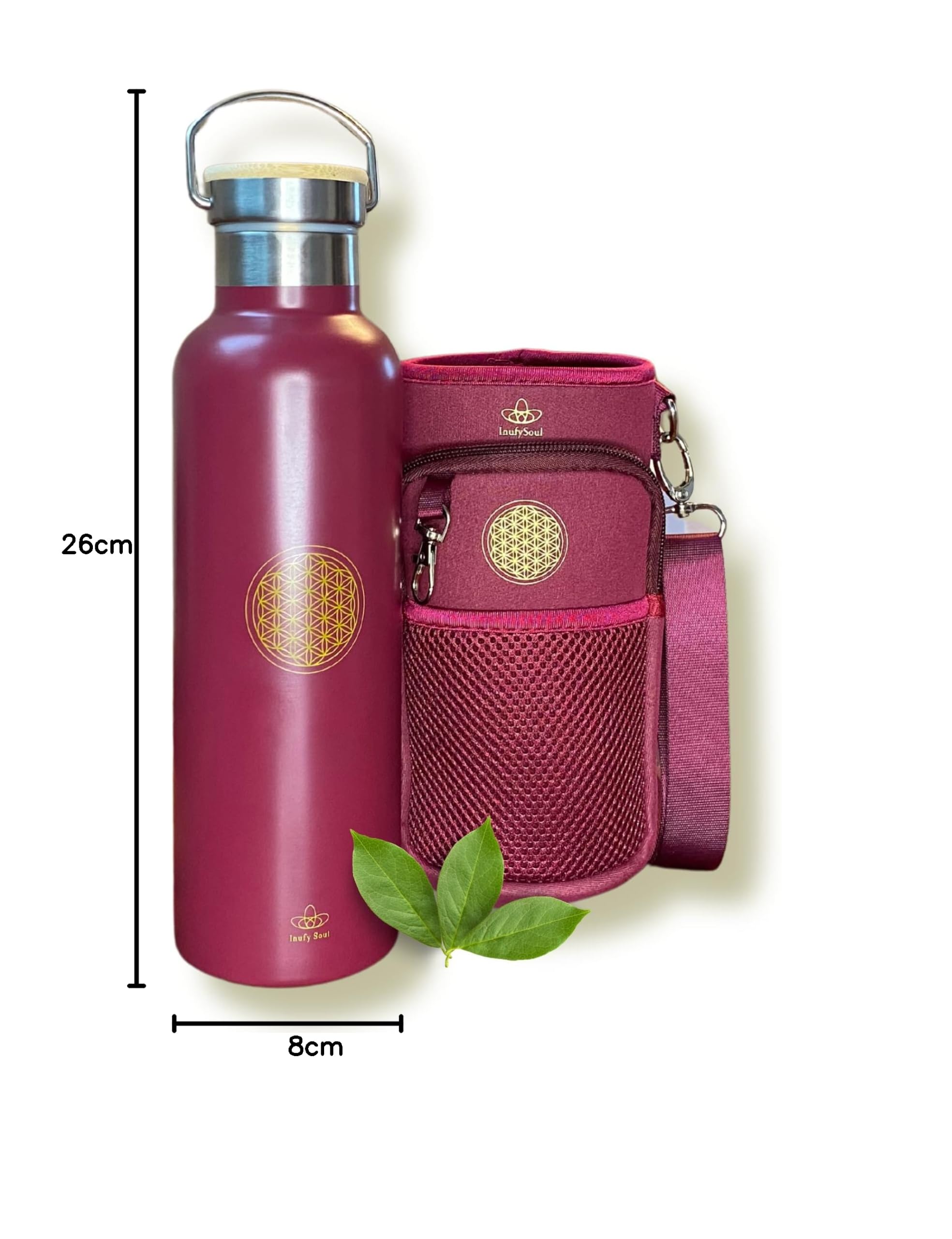 Botella térmica de 750 ml, sin BPA, Botella Agua Térmica, con bolsa incluida - para niños, escuela, deportes, camping, yoga, gimnasio, ciclismo