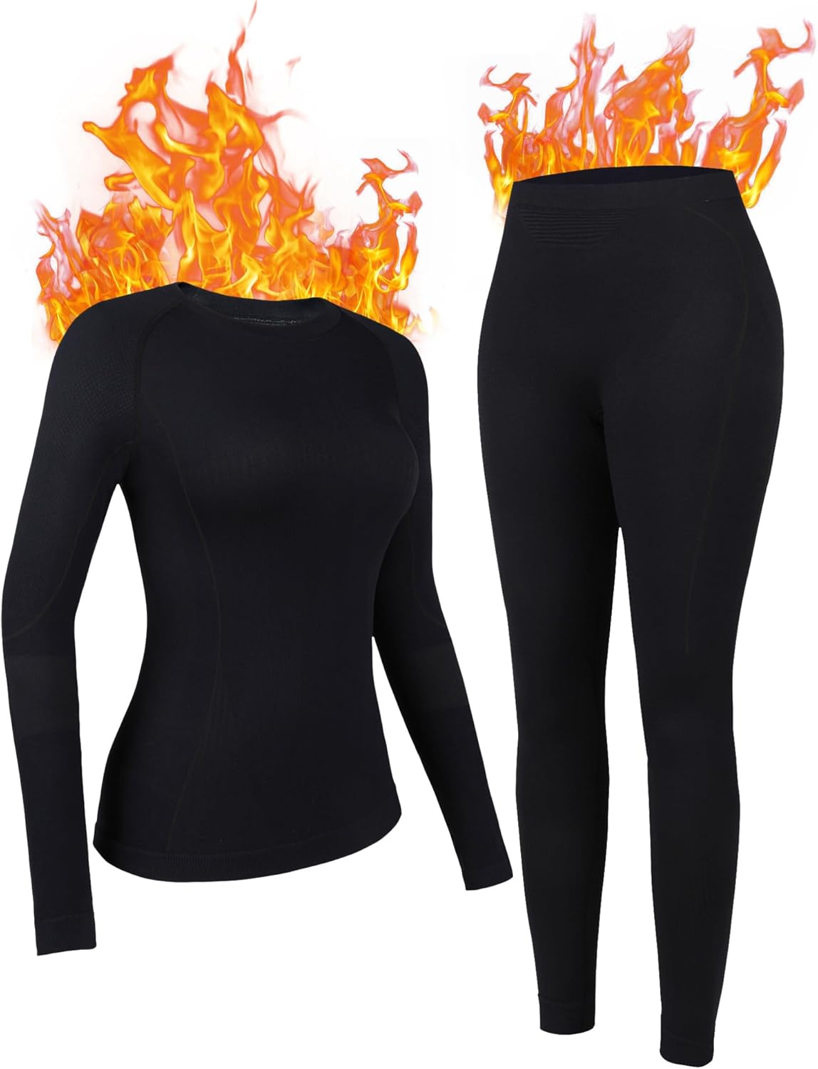 Seamless Thermal Long Johns for Women | Stretchy Ski Base Layer Set