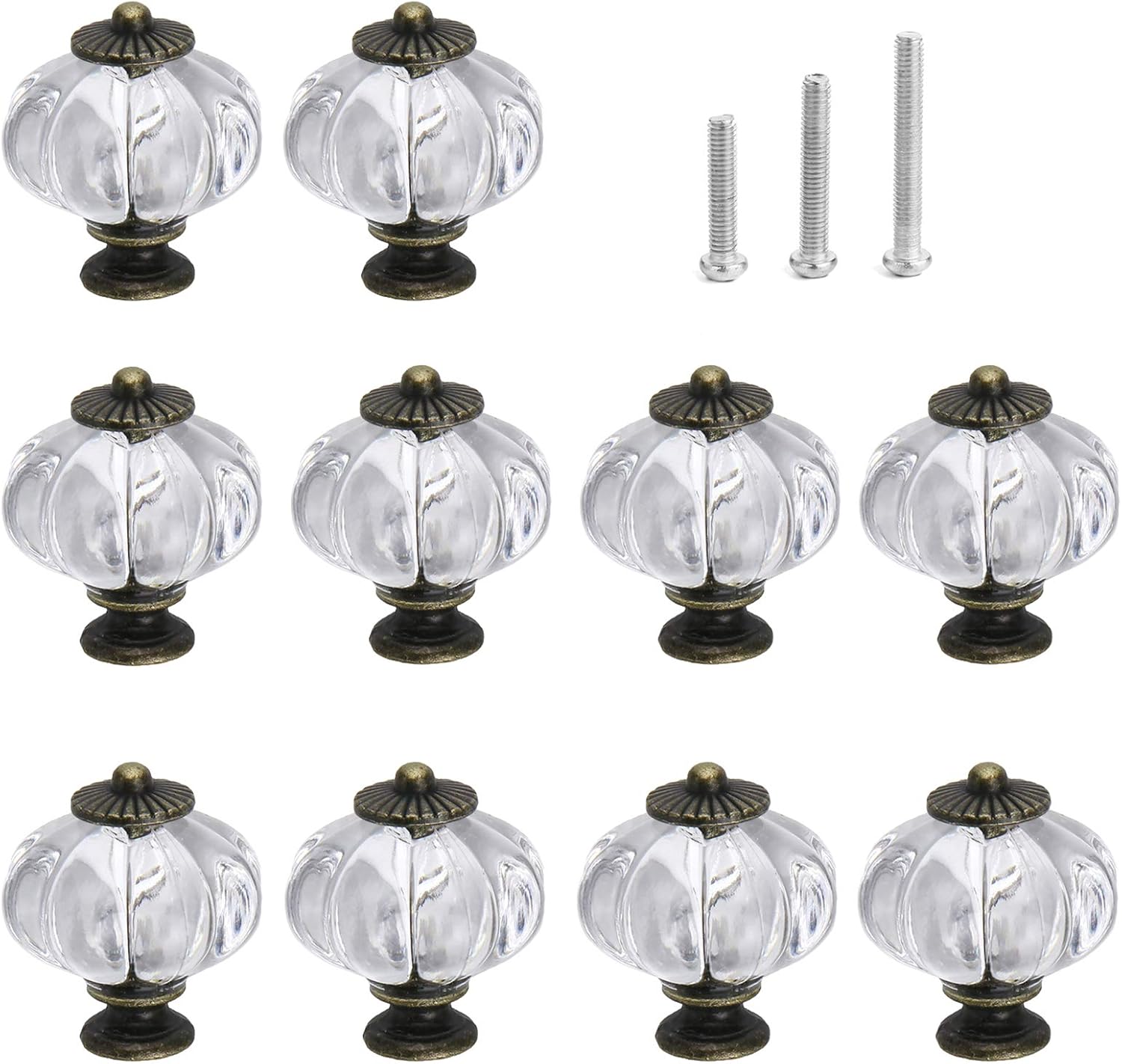 IEIK Acrylic Pumpkin Knobs, Clear knobs Set of 10 Vintage