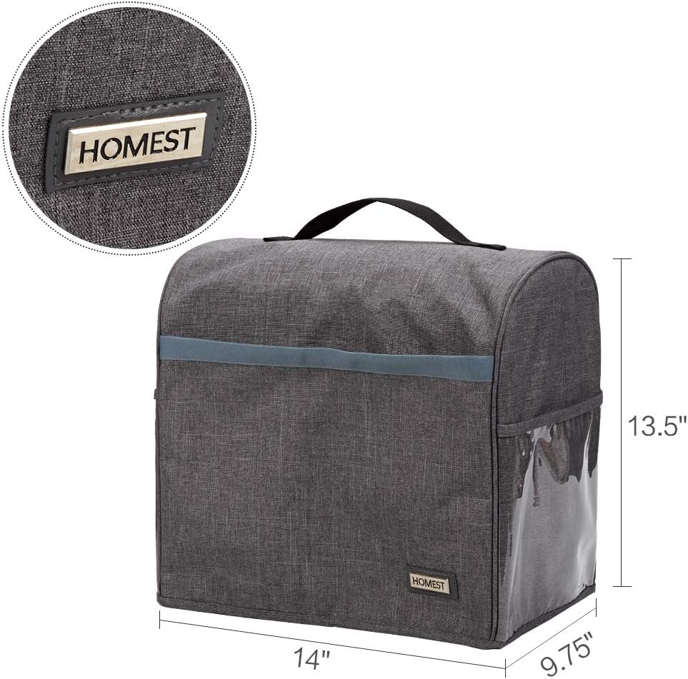 HOMEST Serger Sewing Machine Dust Cover with Storage Pockets, Compatible with Most Standard Singer and Brother Overlocker Machines, Grey
