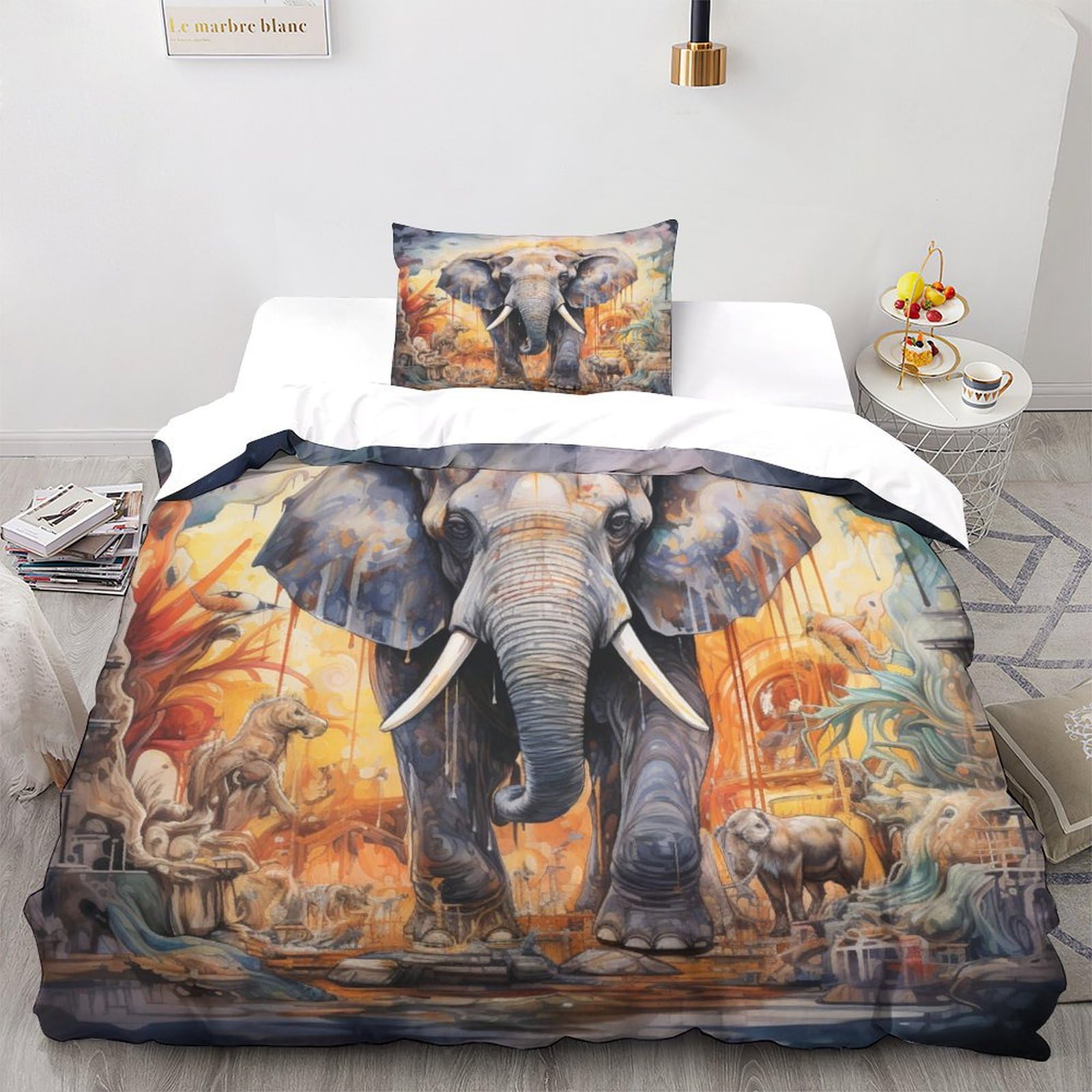 Tier-Bettwäsche-Set, 3D-Druck, Bettbezug-Set mit Kissenbezug, Bettwäsche, Tier-Bettbezug, Heimtextilien, Einzelbett (135 x 200 cm)