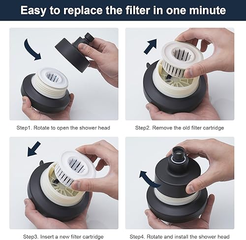 Miniatura 7 de Cabezal de ducha de alta presión color bronce, cabezal de ducha de 4.9 pulgadas con filtro mejorado que reduce el cloro y las sustancias nocivas