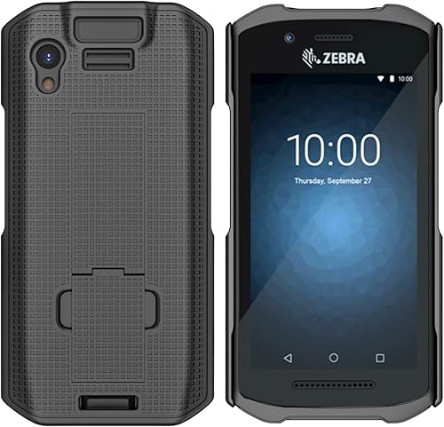 Miniatura 7 de Nakedcellphone Funda con soporte para escáner de computadora móvil Zebra TC21 TC26, cubierta protectora rígida delgada texturizada con soporte -