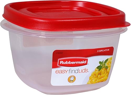 Rubbermaid 7J60 Easy Find - Tapa cuadrada de 2 tazas para almacenamiento de alimentos (paquete de 8 recipientes)