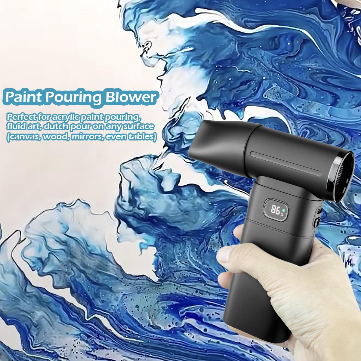 Mini séchoir de peinture acrylique sans fil avec 3 buses, outil de peinture pour art fluide, aquarelle, néerlandais, parfait pour les artistes et les projets de peinture Floetrol