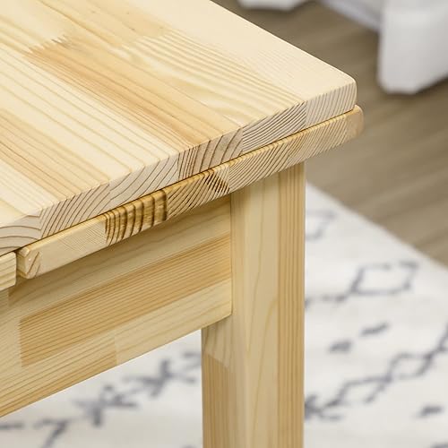 Miniatura 8 de HOMCOM Mesa de comedor plegable, mesa de madera de pino, mesa de cocina plegable para espacios pequeños, natural