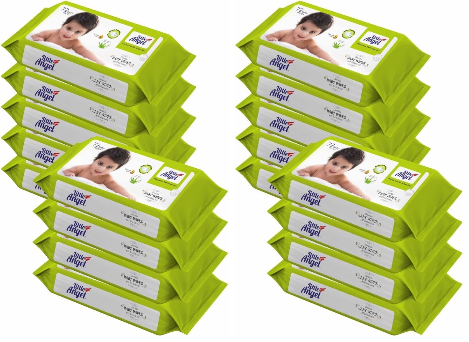 Little Angel Super Soft Cleansing Baby Wipes, 648 Count, Enriched with Aloe vera & Vitamin E, pH Balanced, Dermatologically Tested & Alcohol-free, Pack of 18, 72 count/pack-image-44
