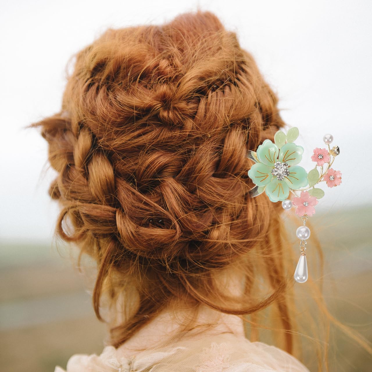 FRCOLOR U FöRmige Haarnadel Antike Chinesischer Haarschmuck Damen Blumen- Und Perlendekoration Haarstab Mit Quasten Haarnadel