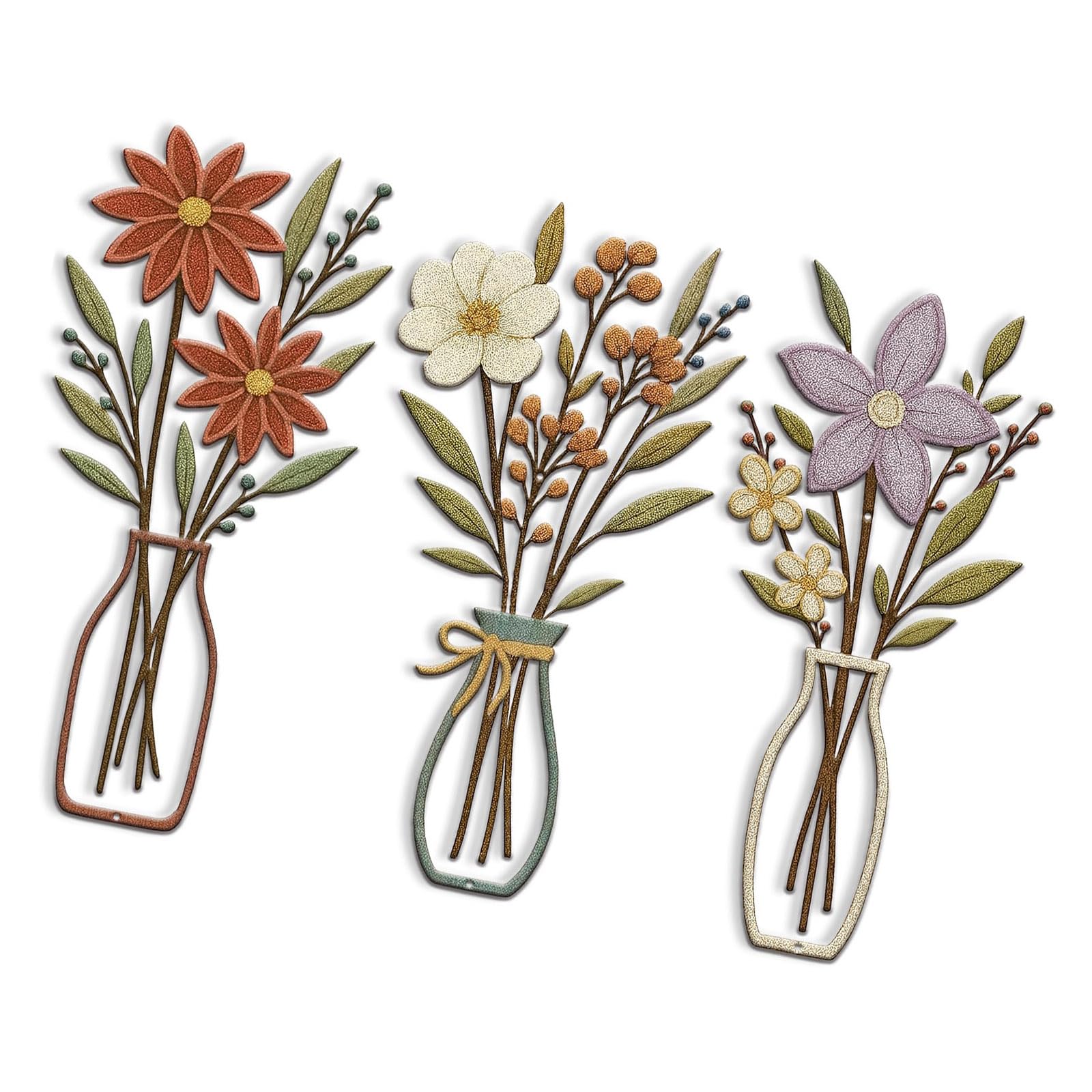 PANGBOER Metal Flowers Wall Art Rustics Farmhouse Decors Minimalisms Flower for Bathroom Bedroom Housewarming Gift Metal Flower Art