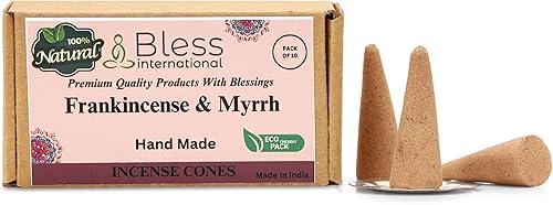 Miniatura 2 de Bless International Incienso y mirra 100 % natural - Conos de incienso hechos a mano, orgánicos sumergidos a mano, libres de químicos para