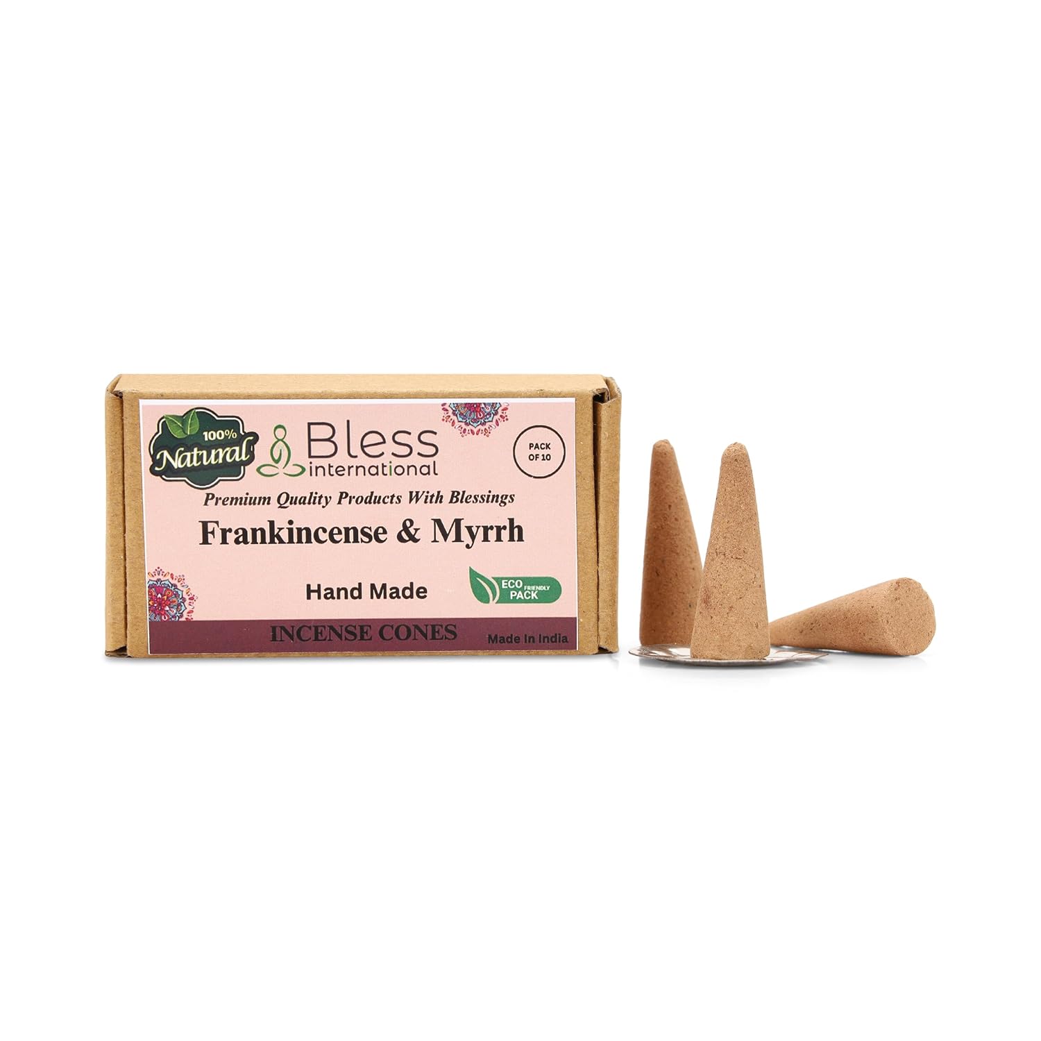 Bless International Frankincense-and-Myrrh 100%-Natural-Incense-Cones Handmade-Hand-Dipped Organic-Chemicals-Free for-Purification-Relaxation-Positivity-Yoga-Meditation... - Image 2