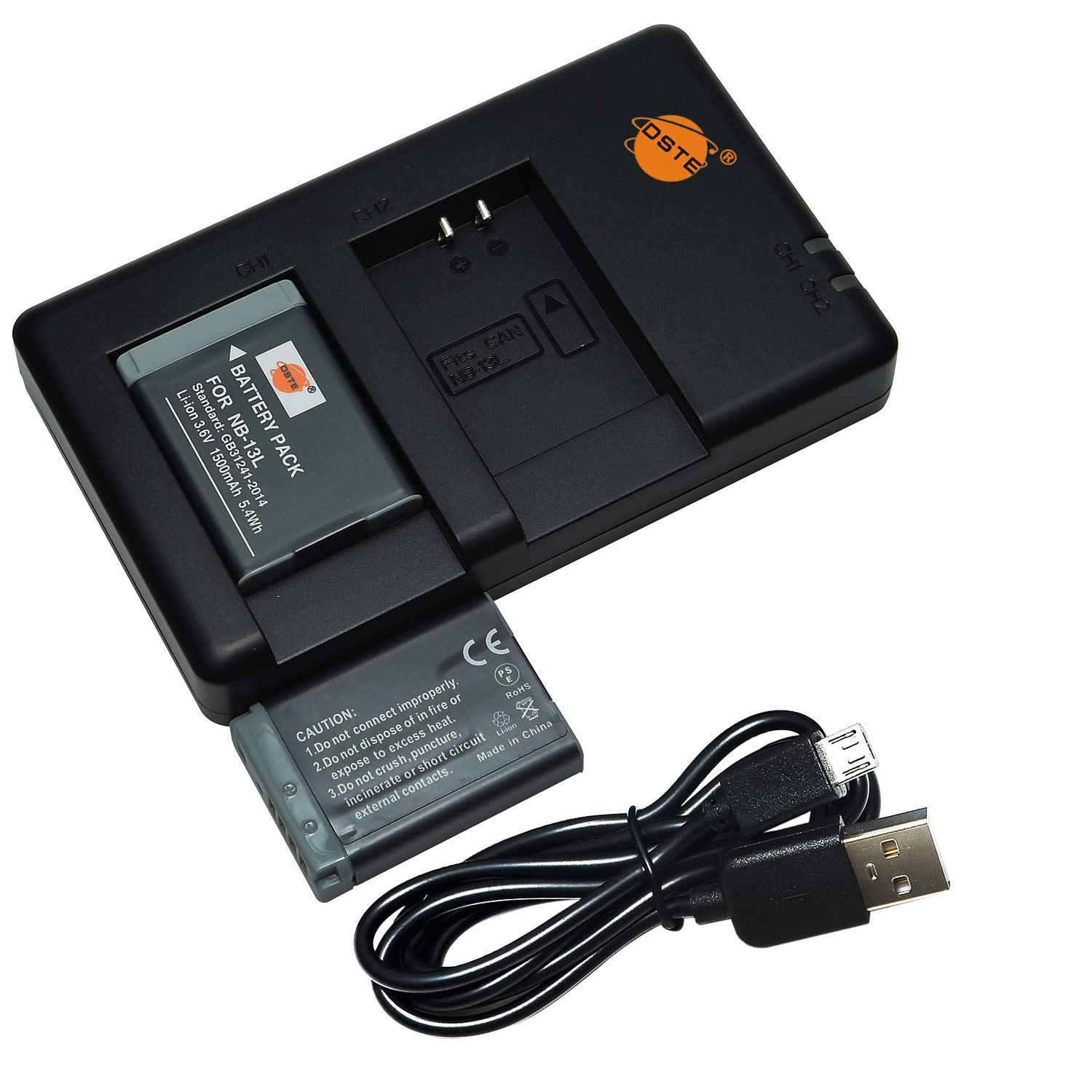DSTE 2pcs NB-13L NB13L Battery and Dual USB Charger Compatible with PowerShot SX740 G5X G7X G9X G7 X Mark II G9X Mark II SX620 HS SX720 HS SX730 HS G1