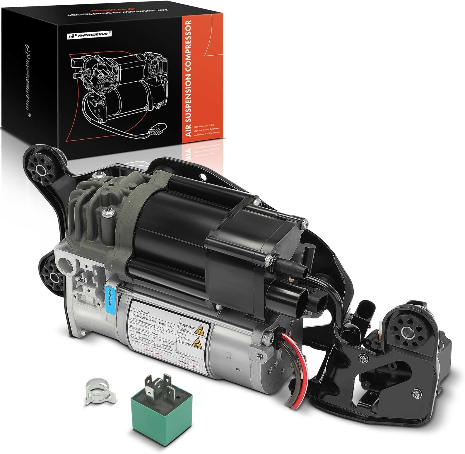 A-Premium Air Suspension Compressor with Bracket Compatible with BMW X5 2014-2018, X6 2015-2019, Replace# 37206875177, 37206850555