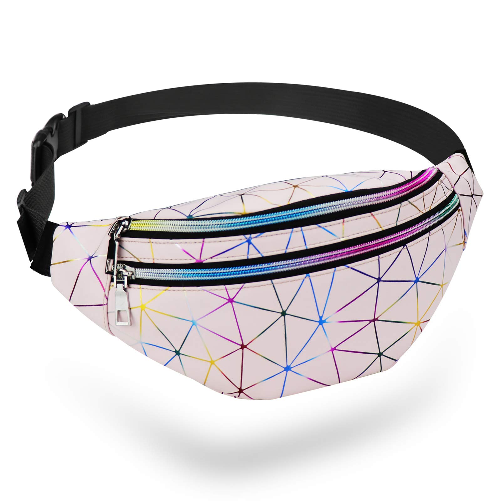 MOCOCITO Marsupio Sportivo Uomo Donna Grande con 4 Zip Tasche Cintura Regolabile e Fibbia a Sgancio Rapido Waist Bag in Nylon Impermeabile per Ciclismo Running