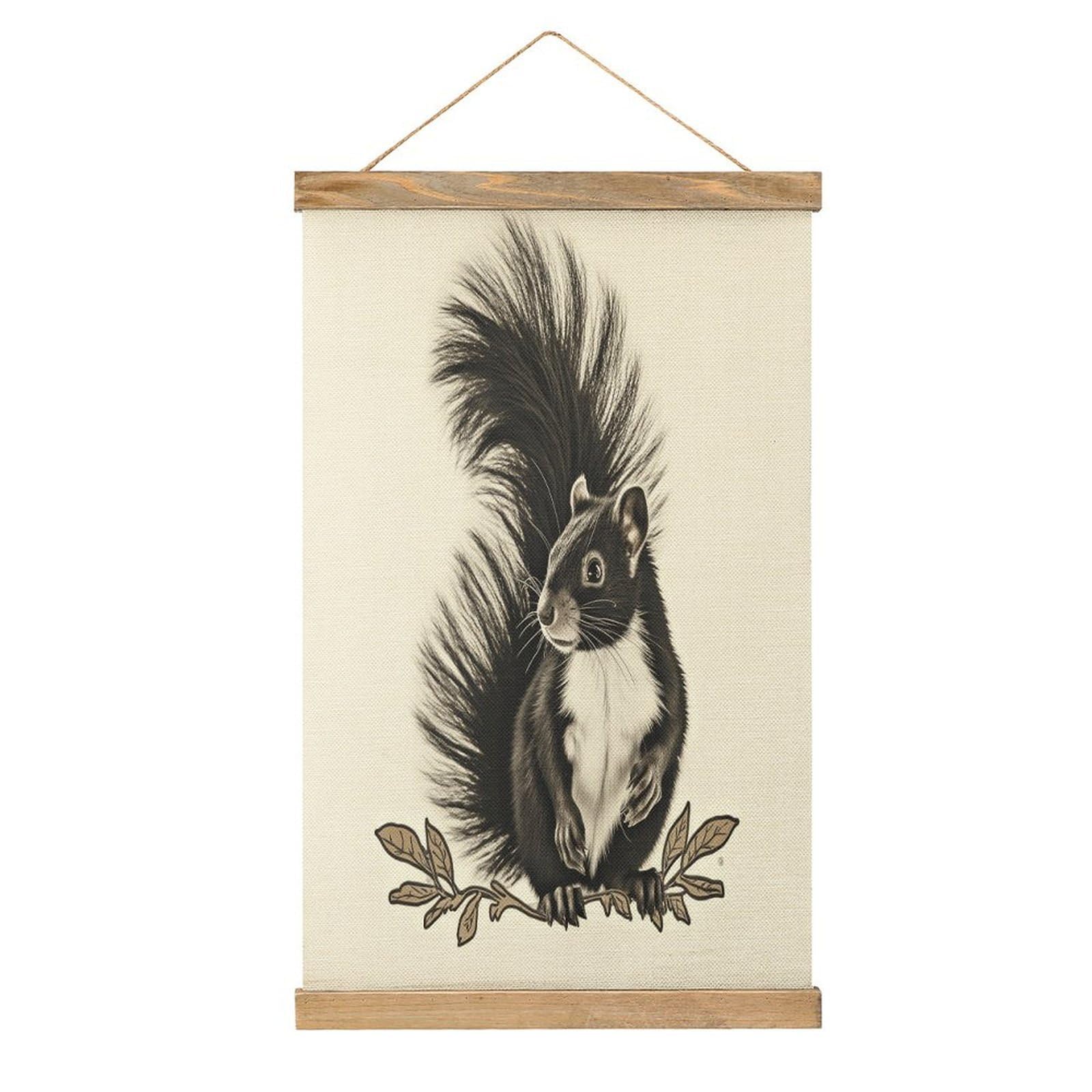 VstaDank Skunk Poster with Wooden Frame Hanger Art Painting Wall Decor Poster Wall Hanging Wooden Frame 13x20 Wood Poster Hanger for Photo Picture Art Canvas Print Artwork