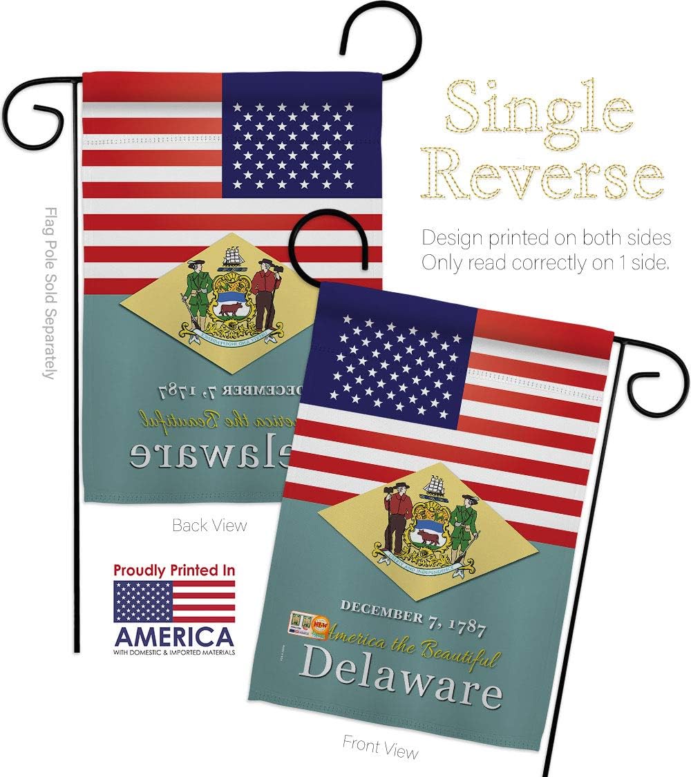 US Delaware Garden Flag Set Wall Holder Americana States USA American Territories Republic Country Particular Area Small Decorative Gift Yard House Banner Made In 13 X 18.5