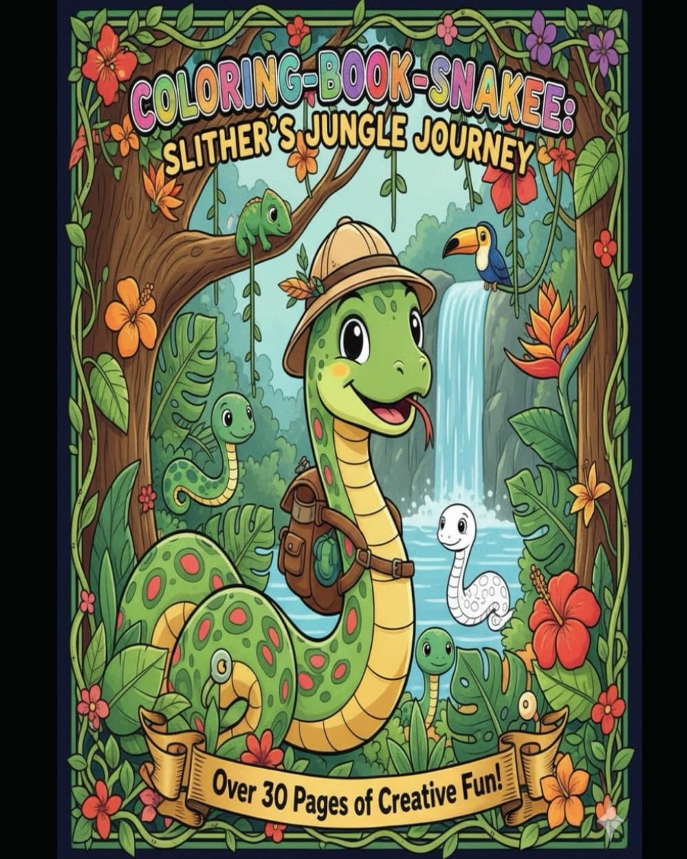Kids coloring books: children snake colouring book