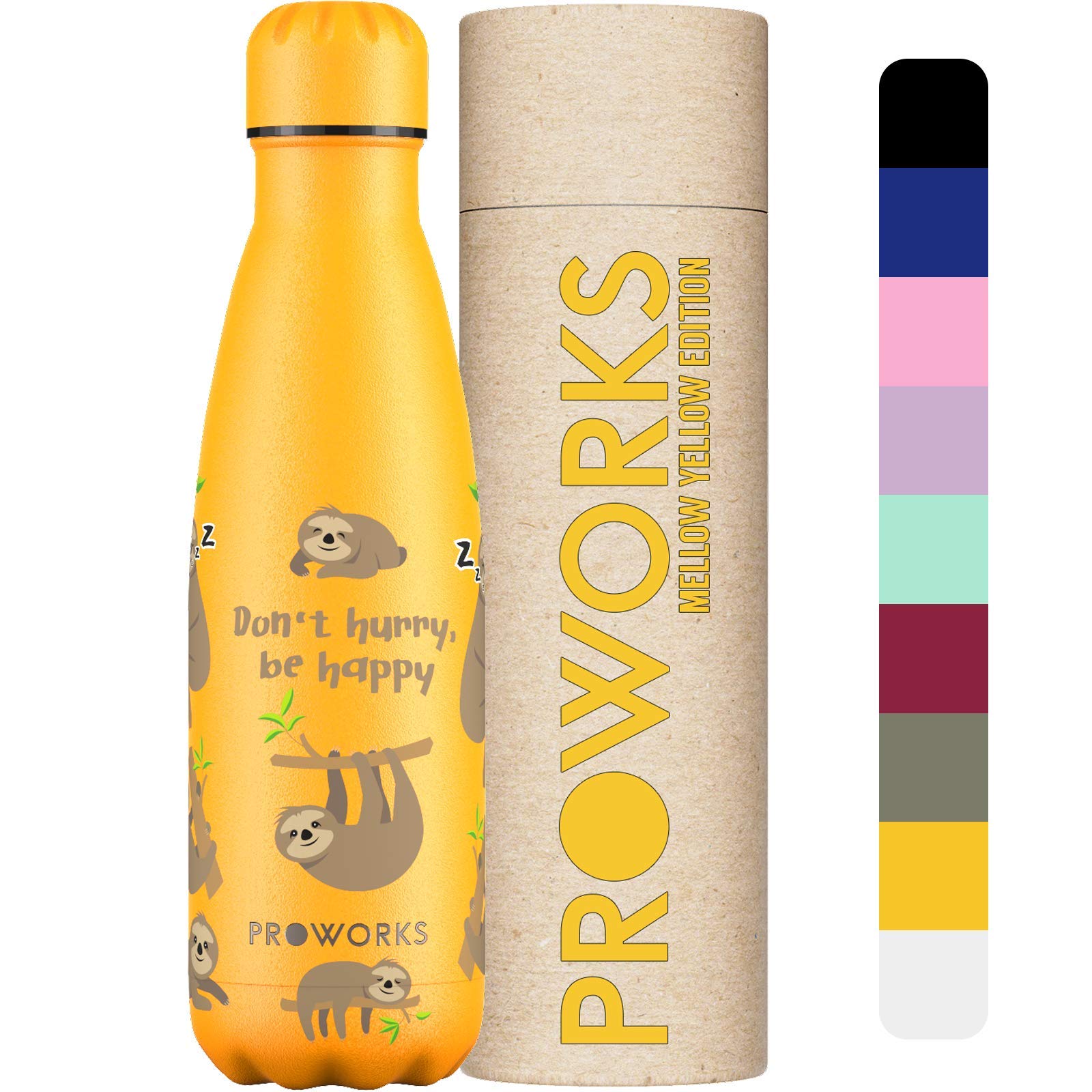 PROWORKS Insulated Water Bottle, BPA Free, Reusable Stainless Steel Water Bottle for 12 Hours Hot & Cold Hold Up to 24 Hours, for Sport, Gym, Travel - 500ml - Pink Daisy — view 16