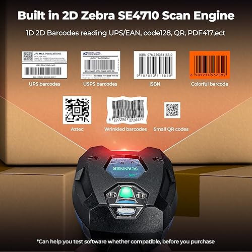 Miniatura 3 de MUNBYN IBS01 - Escáner de código de barras industrial con soporte de carga inalámbrico, ultra resistente y ultraduradero, distancia de transmisión