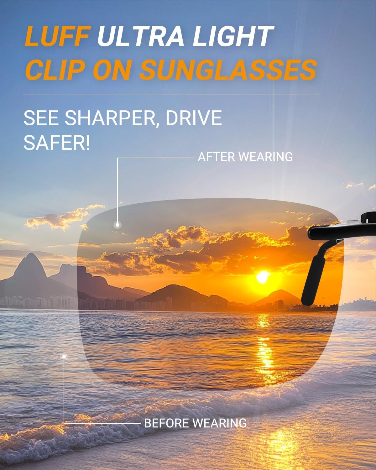 LUFF Polarized Clip on Sunglasses for women and men,sunglasses clip for car visor,UV400 Outdoor/Driving/Fishing - Image 3