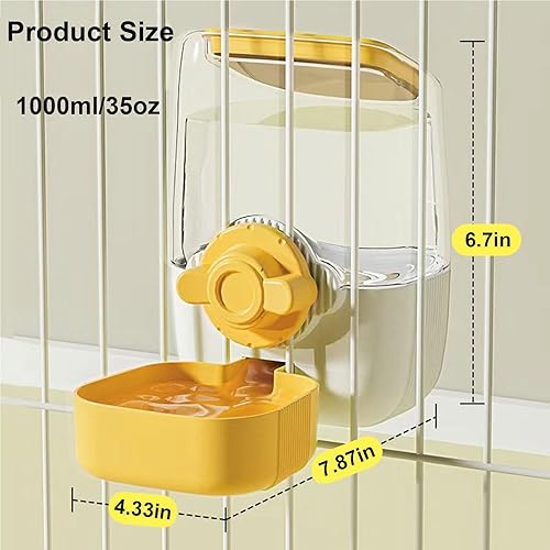 Miniatura 4 de Botella de agua de conejo de 35 onzas, dispensador de agua automático para colgar para mascotas, para hurones, conejillos de indias, chinchilla,