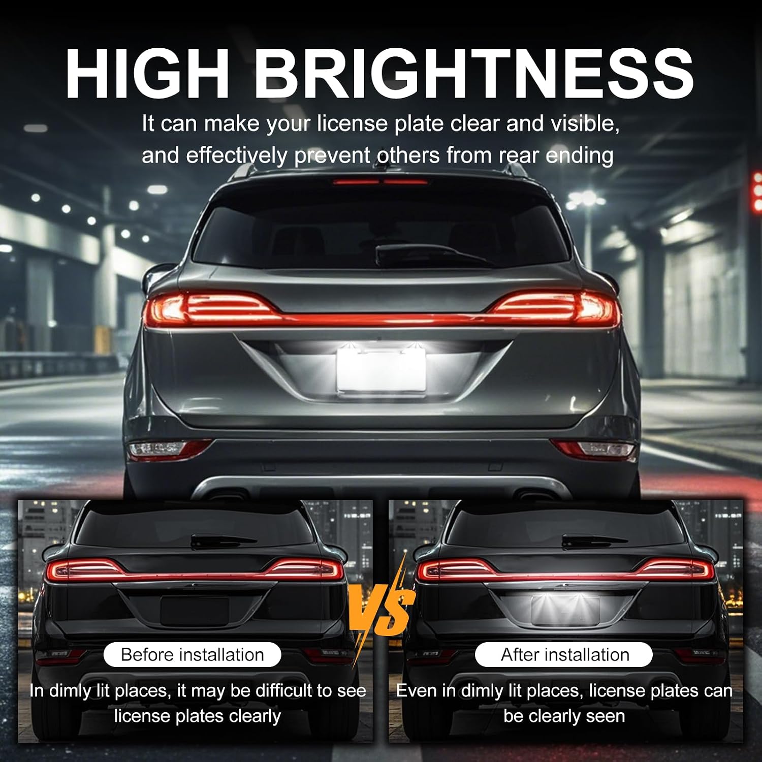 2PCS LED License Plate Light Lamp Assembly for Ford Explorer Escape Fusion Fiesta Expedition 18-SMD LED White Full License Plate Tag Lights Kit