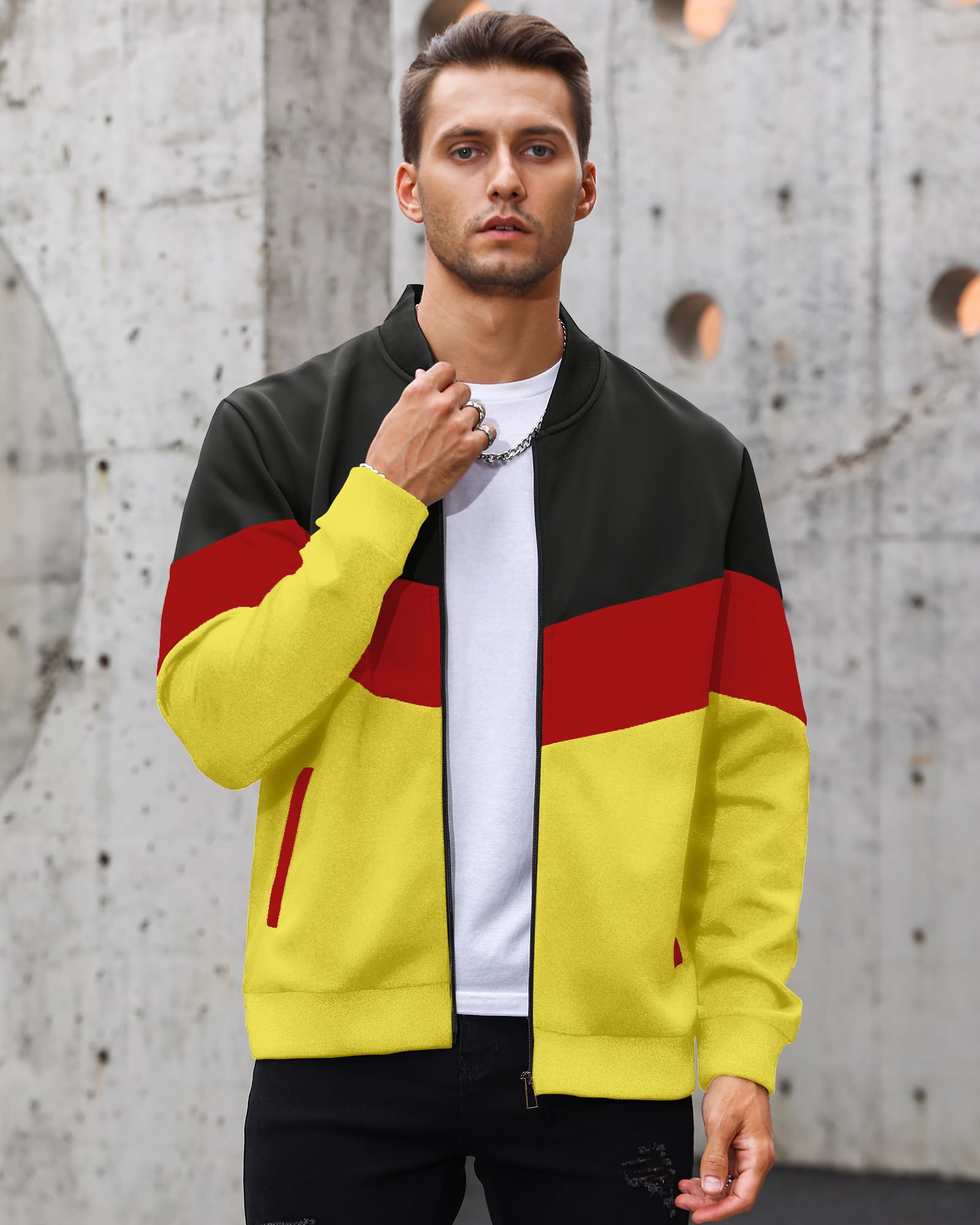HYPESTFIT Herren leichte Jacke lässig Bomber Jacke Farbe Block Varsity Mantel