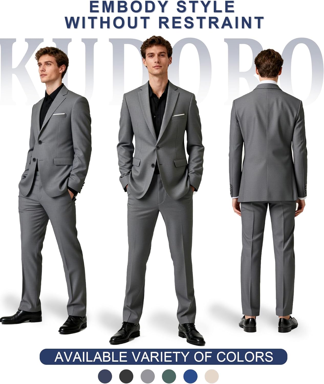 Men's 2-Piece Suit Classic Fit Tuxedo Suit for Wedding Prom Formal Wear Slim Fit Jacket & Pants Set with Tie - Image 4