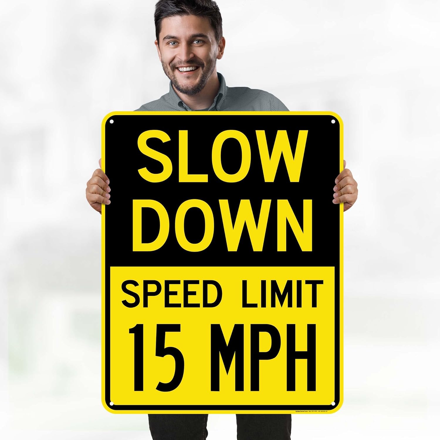 Slow Down Speed Limit 15 Mph Sign, 24x30 Inches, 55 mil thick HDPS (high density polystyrene), Made in USA by My Sign Center
