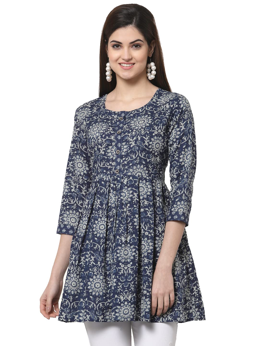 KBZ Women's Cotton Printed Regular Flared Top