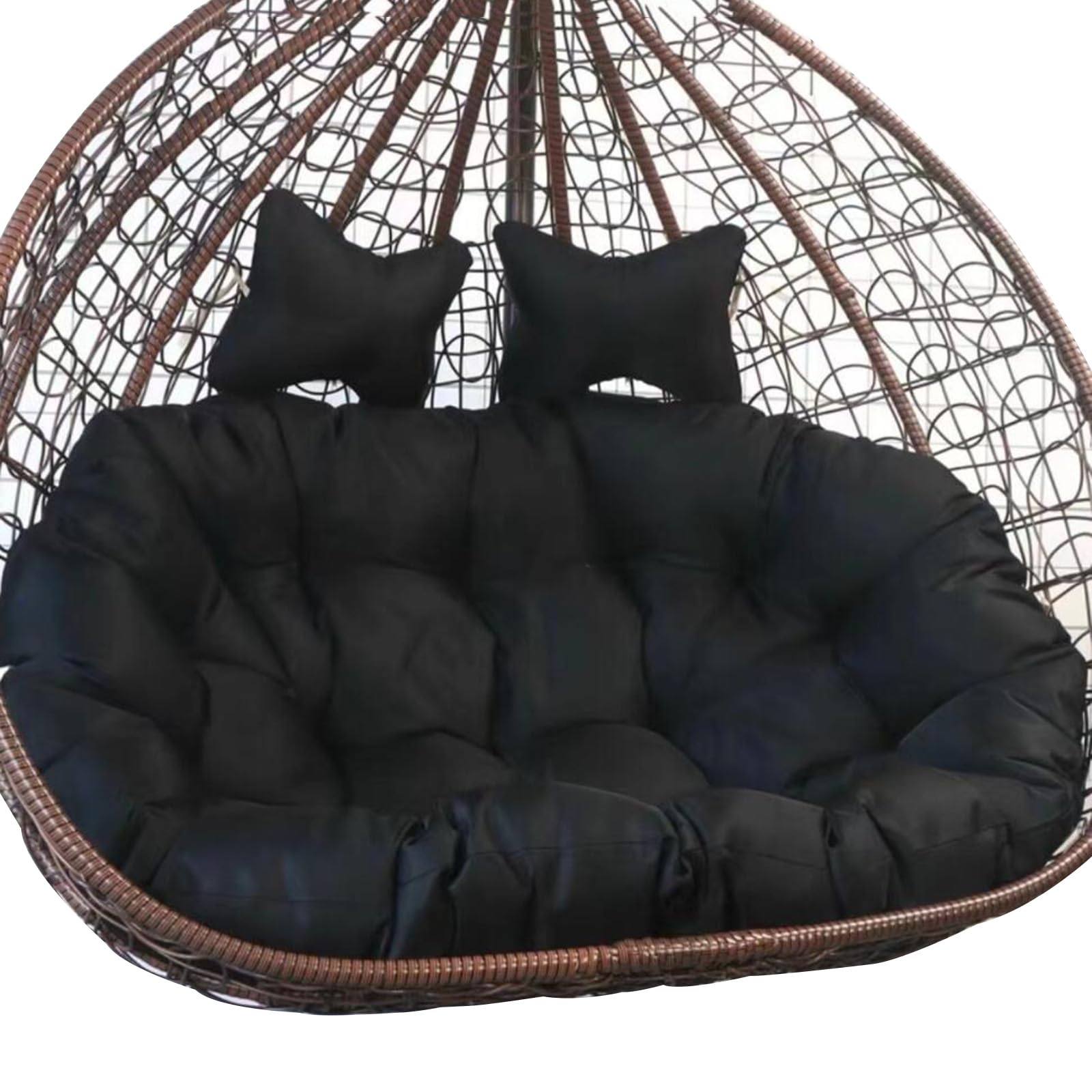 Outdoor 2 Person Hanging Egg Chair Swing with Cushion Double Hanging Basket Hammock Chair Replacement Black 150X110CM