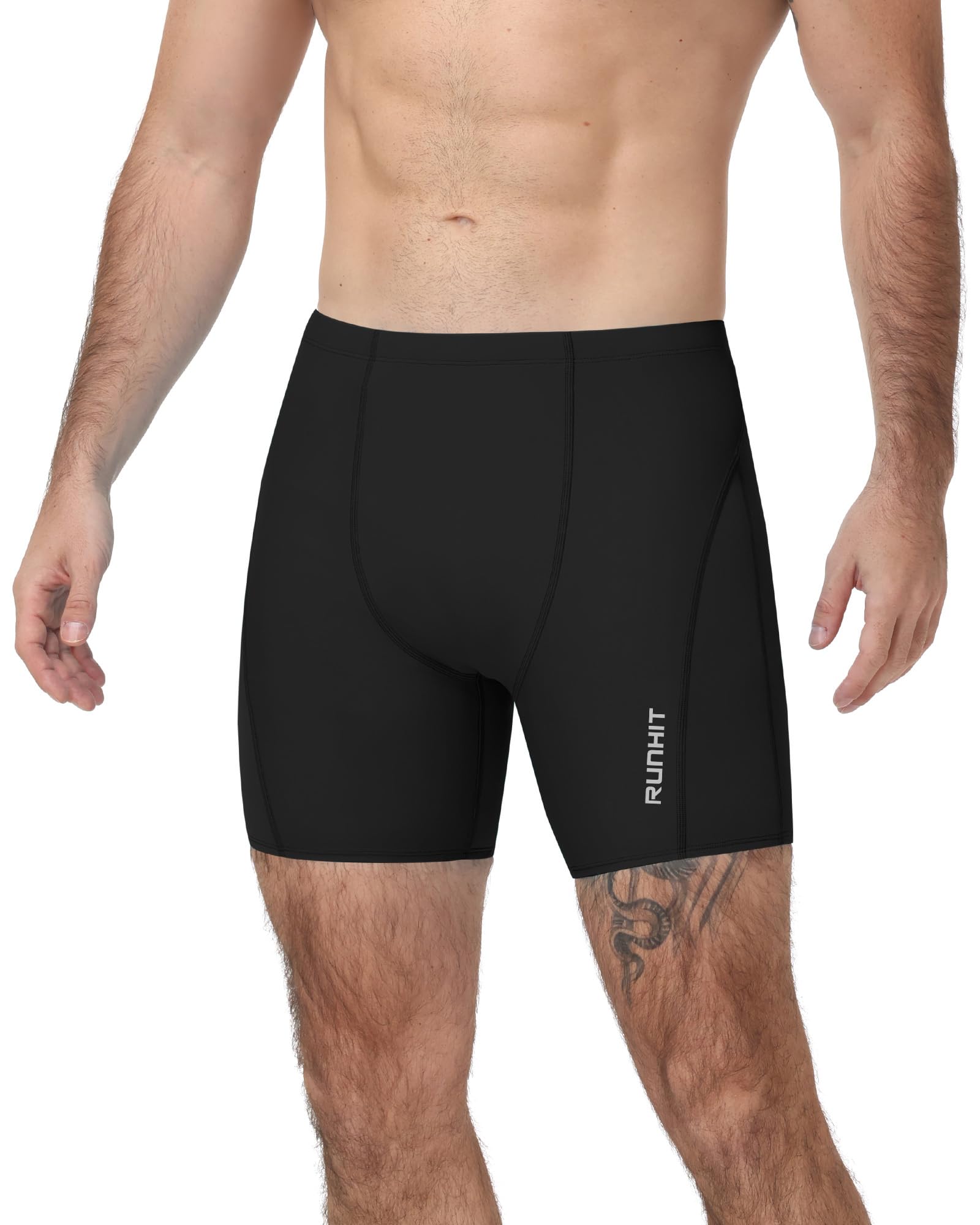 Runhit Badehose Herren Lang Enganliegend, Schnelltrocknende Schwimmhose 6–8 Zoll, Elastische Badehose mit Kordelzug für Schwimmen & Wassersport