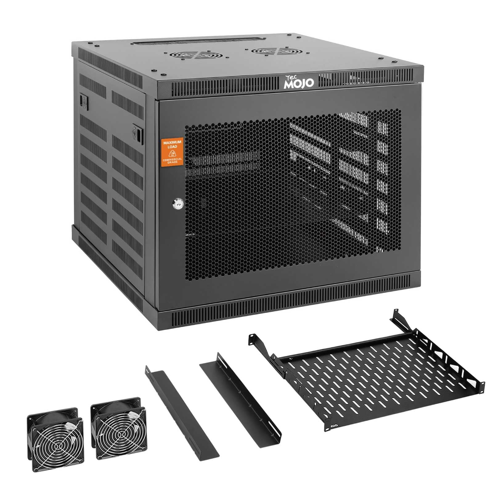 Tecmojo 9U Wall Mount Rack Cabinet, Heavy-Duty 176 Lbs High Load Capacity, 19” Enclosed Server Network Rack with Mesh Door, 23.6” Deep – Elite