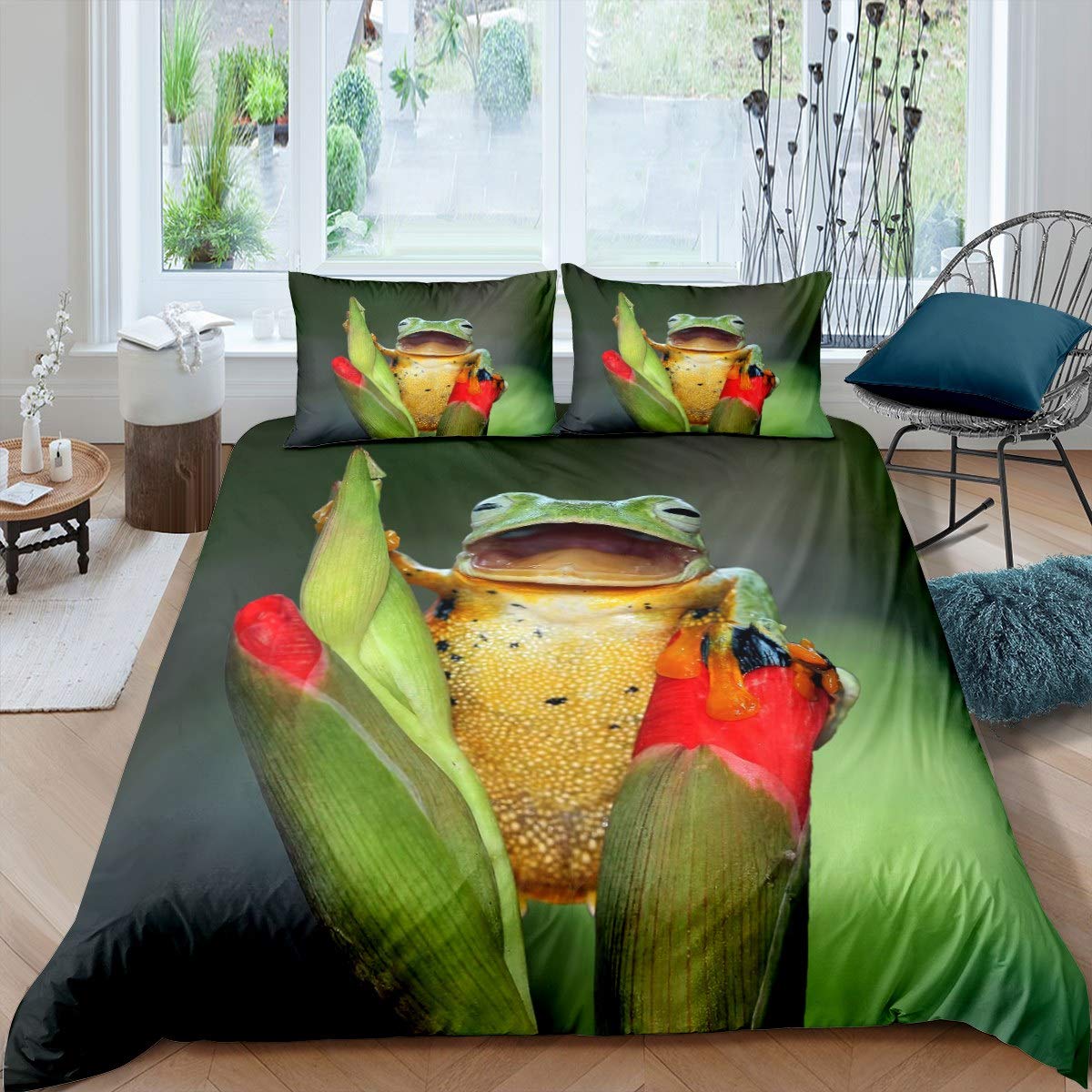Housse de couette grenouille 3D pour transformer la chambre des enfants en jungle