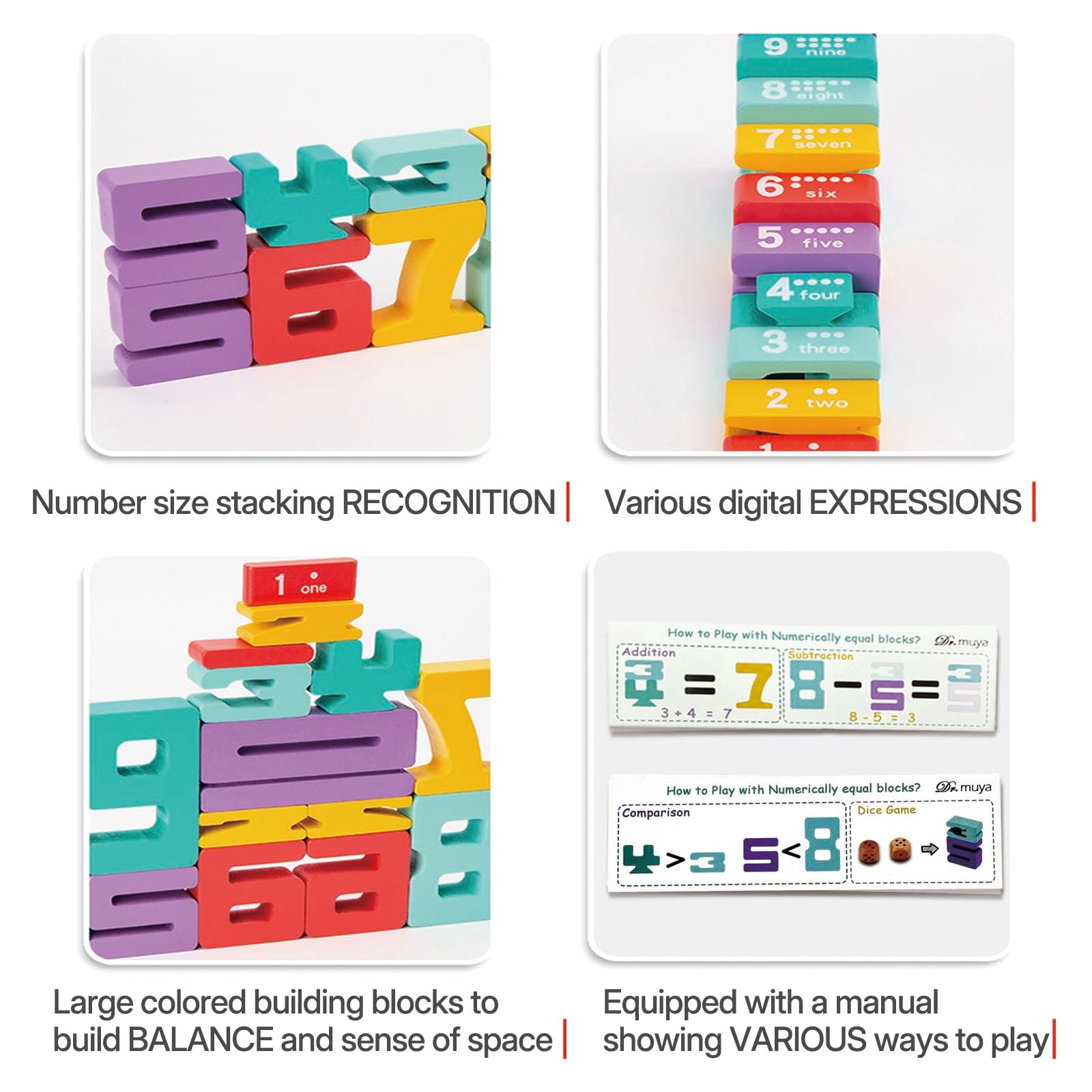 Dr. MUYA® Montessori Toy for 3 4 5 6 Years, Wooden Number Building Blocks, Wooden Toys for 3 Year Olds - Image 3