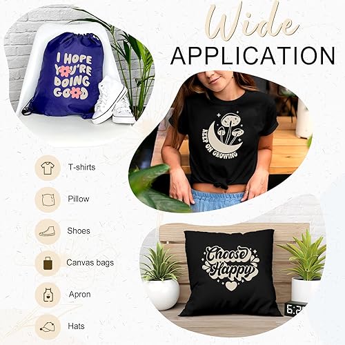 Miniatura 5 de Tintnut Rollo de vinilo de transferencia de calor beige HTV  10 pulgadas x 6 pies, rollo de vinilo HTV con carcasa de arena sólida para planchar en