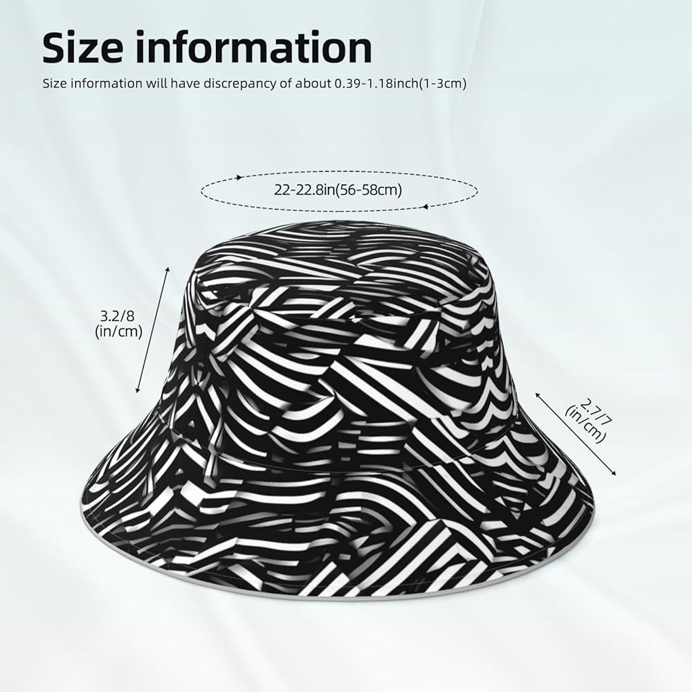 WZYCWB Black and White Lines Patterned Double-Sided Sun hat