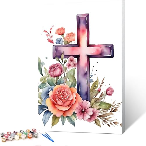 Vista 10 de Ginkko Kit de pintura por números para adultos, principiantes y niños de 8 a 12 años con marco de madera, fácil acrílico sobre lienzo de 9 x 12 9*12