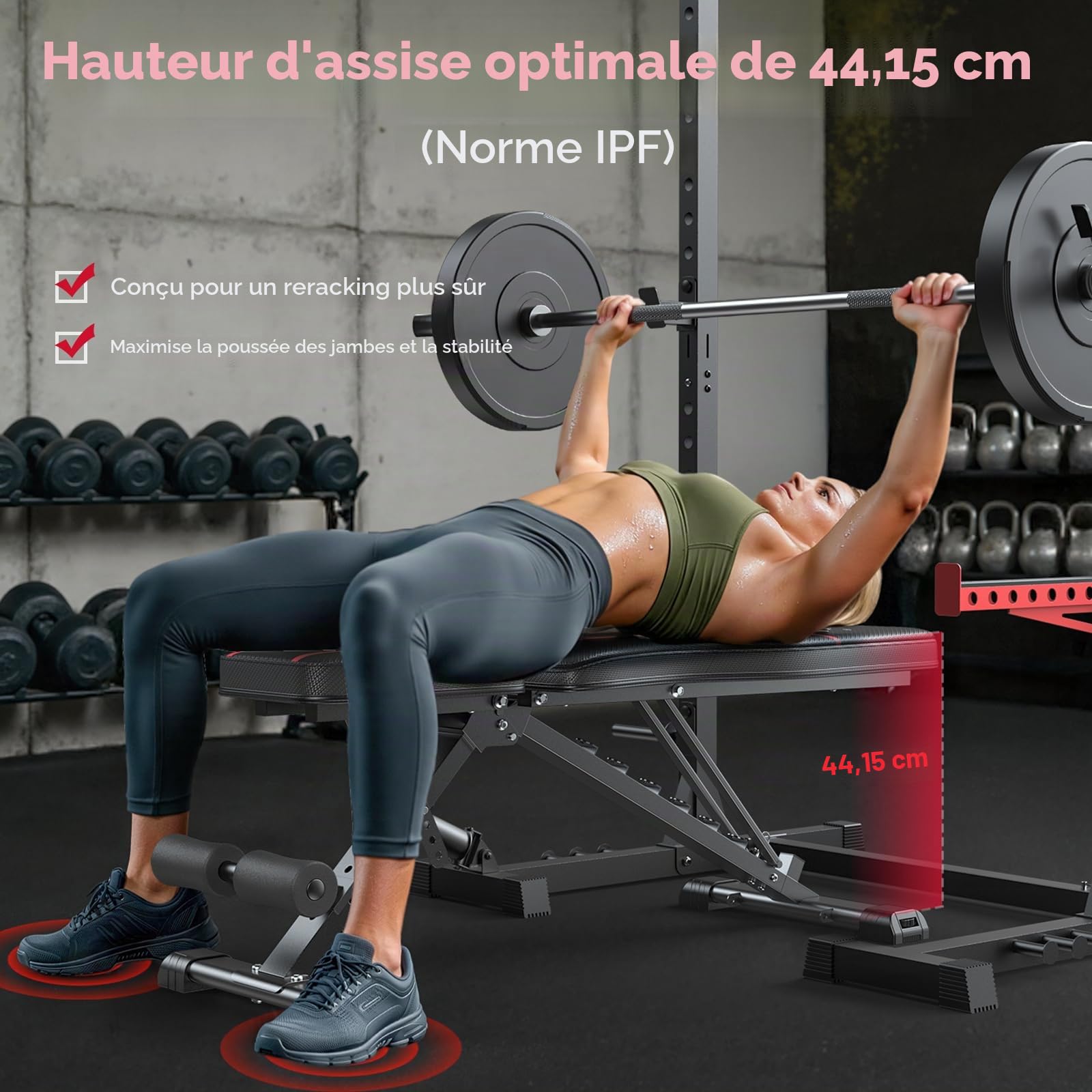 Banc de musculation réglable, pliable et facile à ranger, positions plate/inclinée/déclinée/verticale pour entraînement complet du corps chez vous et au bureau, pré-monté à 80%