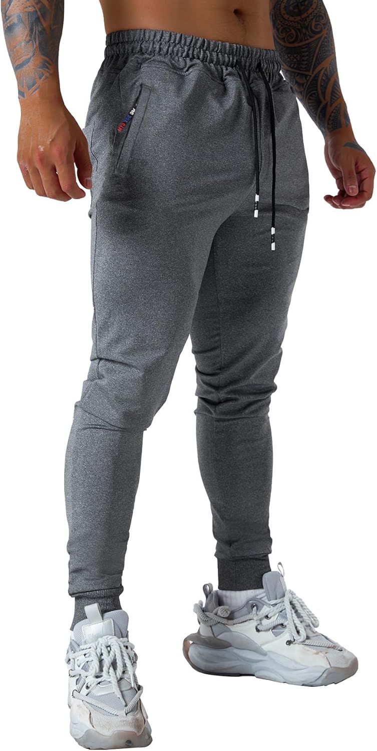 Mens Active Athletic Workout Jogger Sweatpants for Men with Zipper Pocket and Drawstring Size S-2XL - Image 2