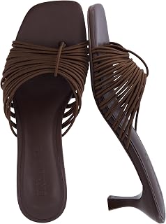 CUSHIONAIRE Quiz Kitten Heels for Women, Strappy Heeled Sandals with Cushioned Footbed, Slip On Open Toe Sandal