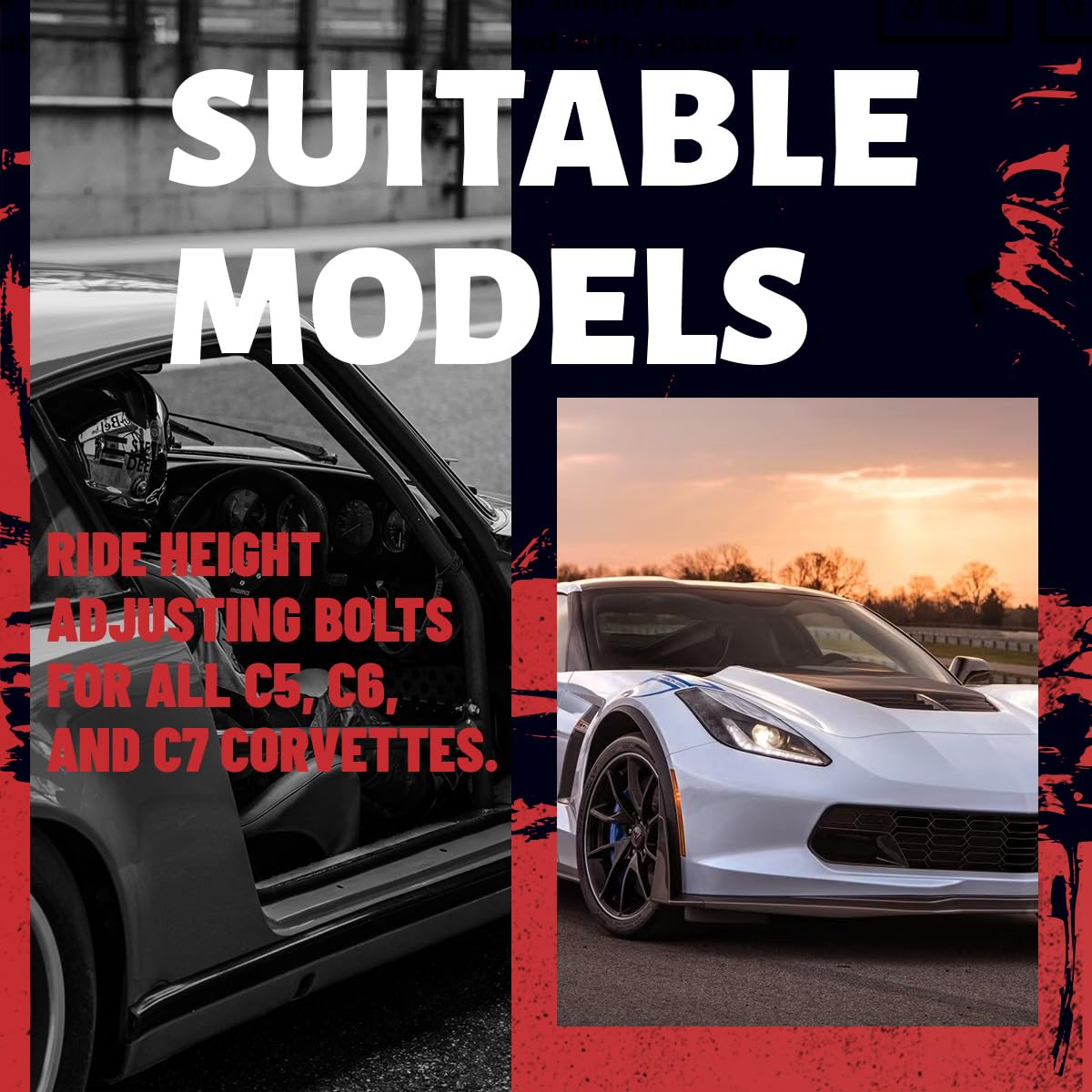 ‎Ride Height Adjusting Bolts for Corvette C5, C6, C7 1997-2019, 2 Pcs