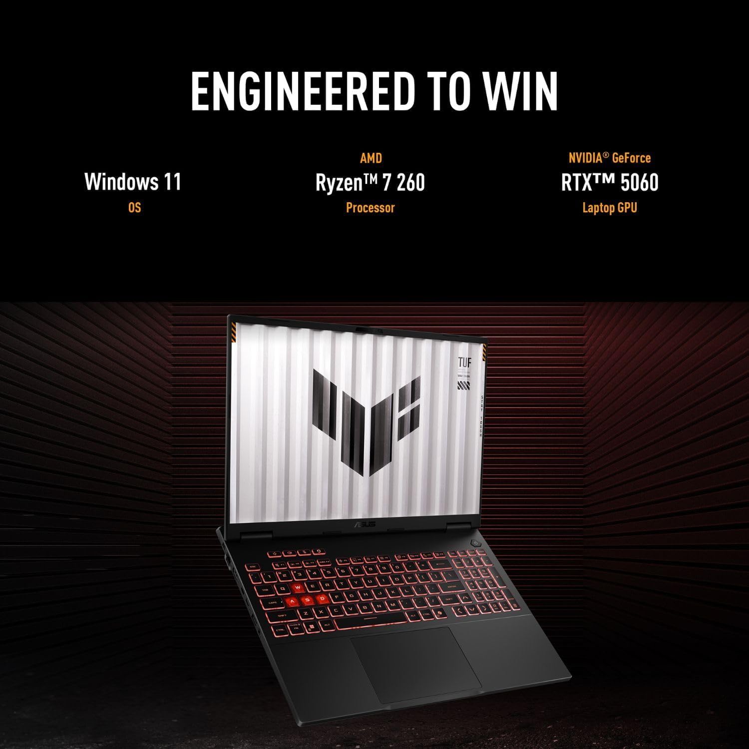 ASUS TUF A16 AMD Ryzen 7 260 RTX 5060 Gaming Laptop, 32GB RAM, 1TB SSD | Display FHD+ 165Hz da 165 pollici, KB retroilluminato RGB, HDMI, Windows 11 Pro, w/Bundle