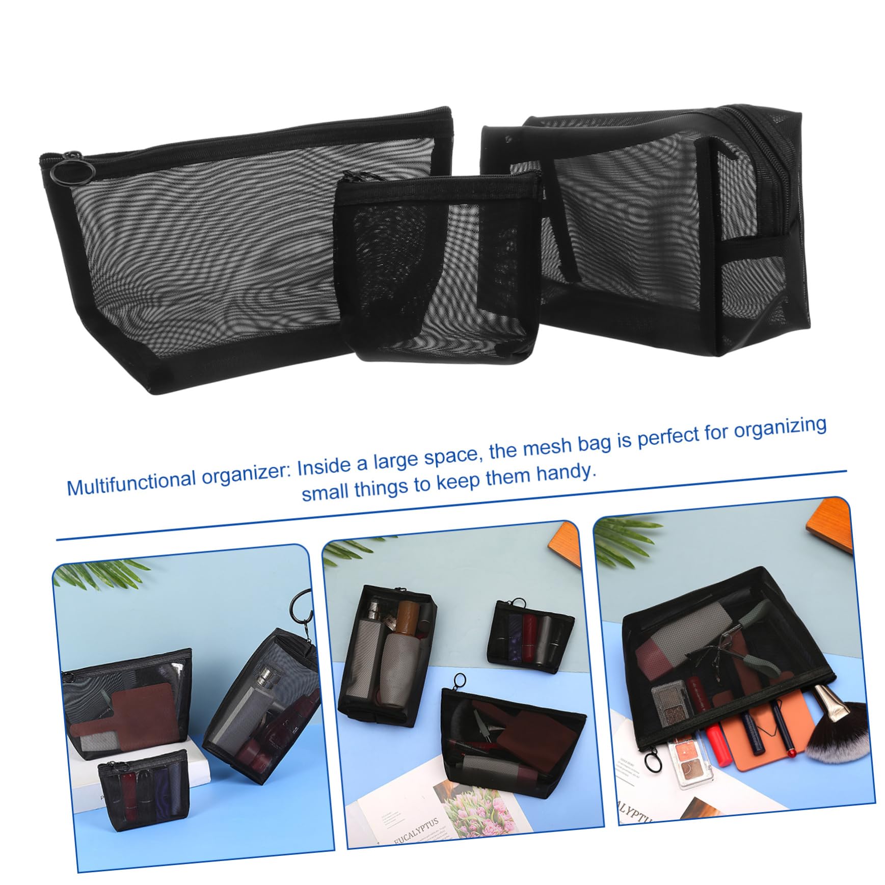 Mipcase 9pezzi Borse Cosmetiche Rete Leggere e Resistenti Con Cerniera Di Organizer Da Viaggio Multifunzionali Per Accessori e Necessità Personali