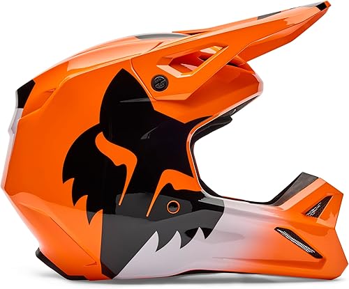 Vista 3 de Fox Racing Casco de motocross unisex V1 Escudo naranja fluorescente