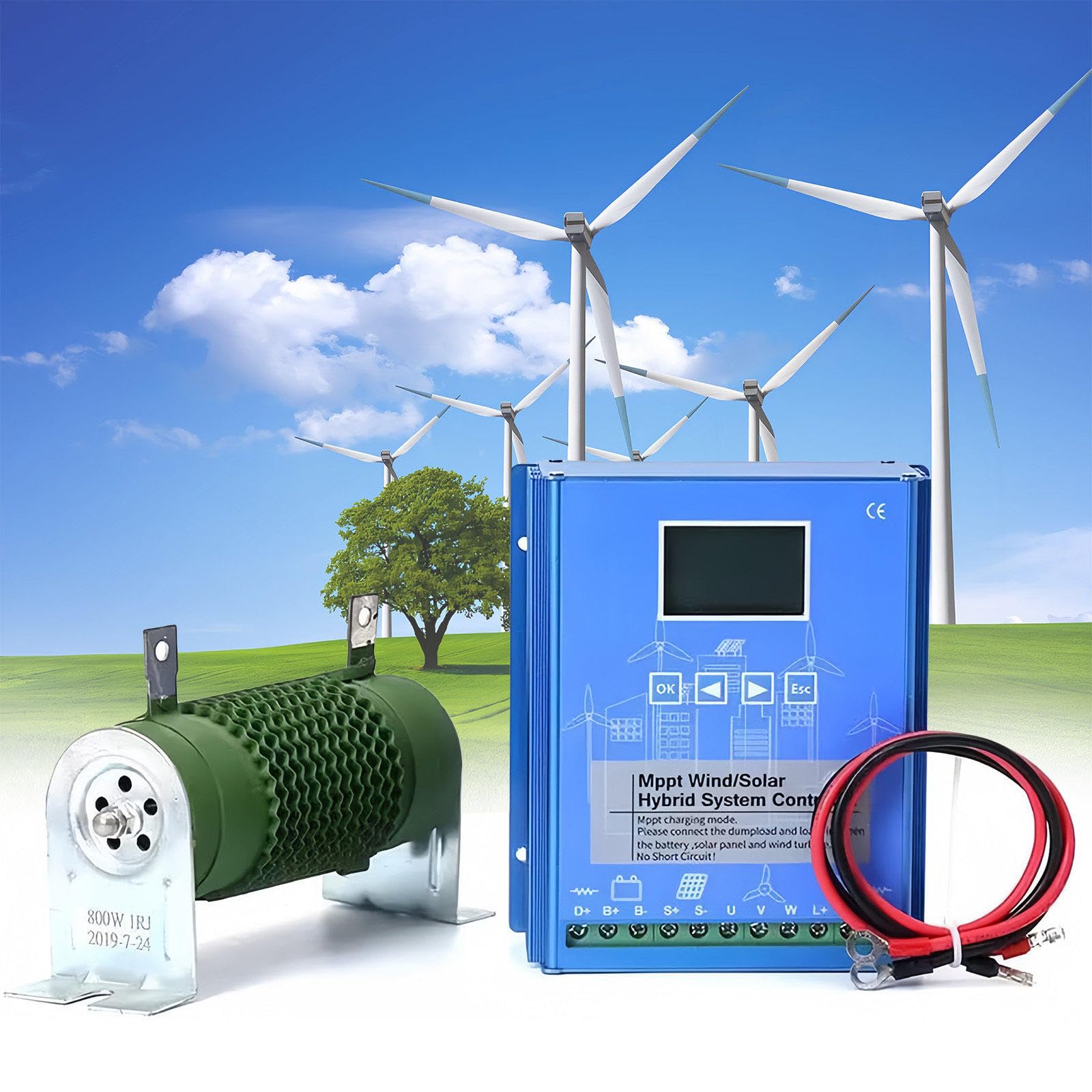 Regolatore ibrido di carica del vento solare, ricarica MPPT, rilevamento automatico della tensione, display LCD, universale per batterie al litio piombo-acido, ideale per lampioni solari e sistemi