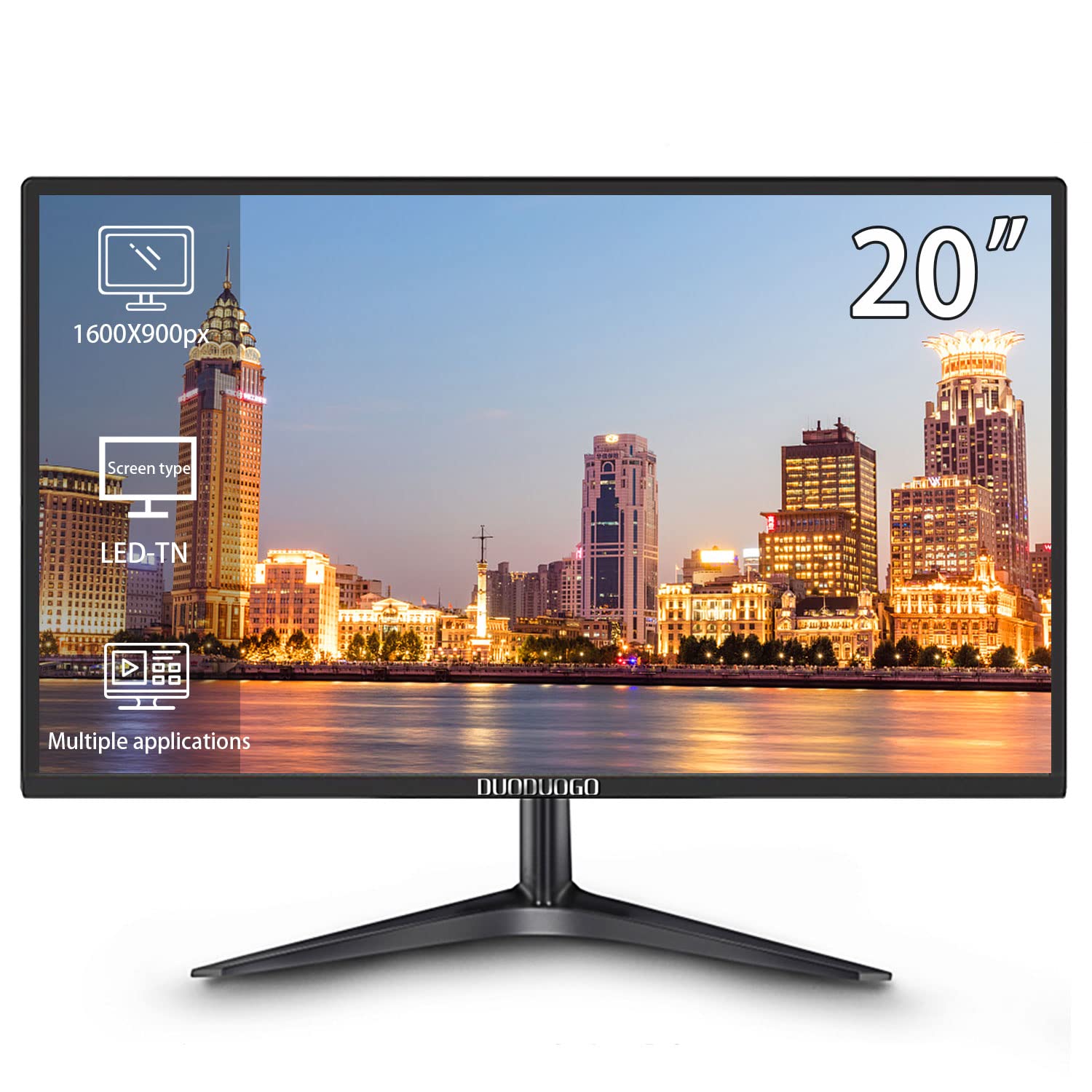 IPS 20" FHD Monitor 1600 x 900p 75Hz 99% sRGB HDMI VGA 5ms FPS-RTS Build-in Speakers, Machine Black