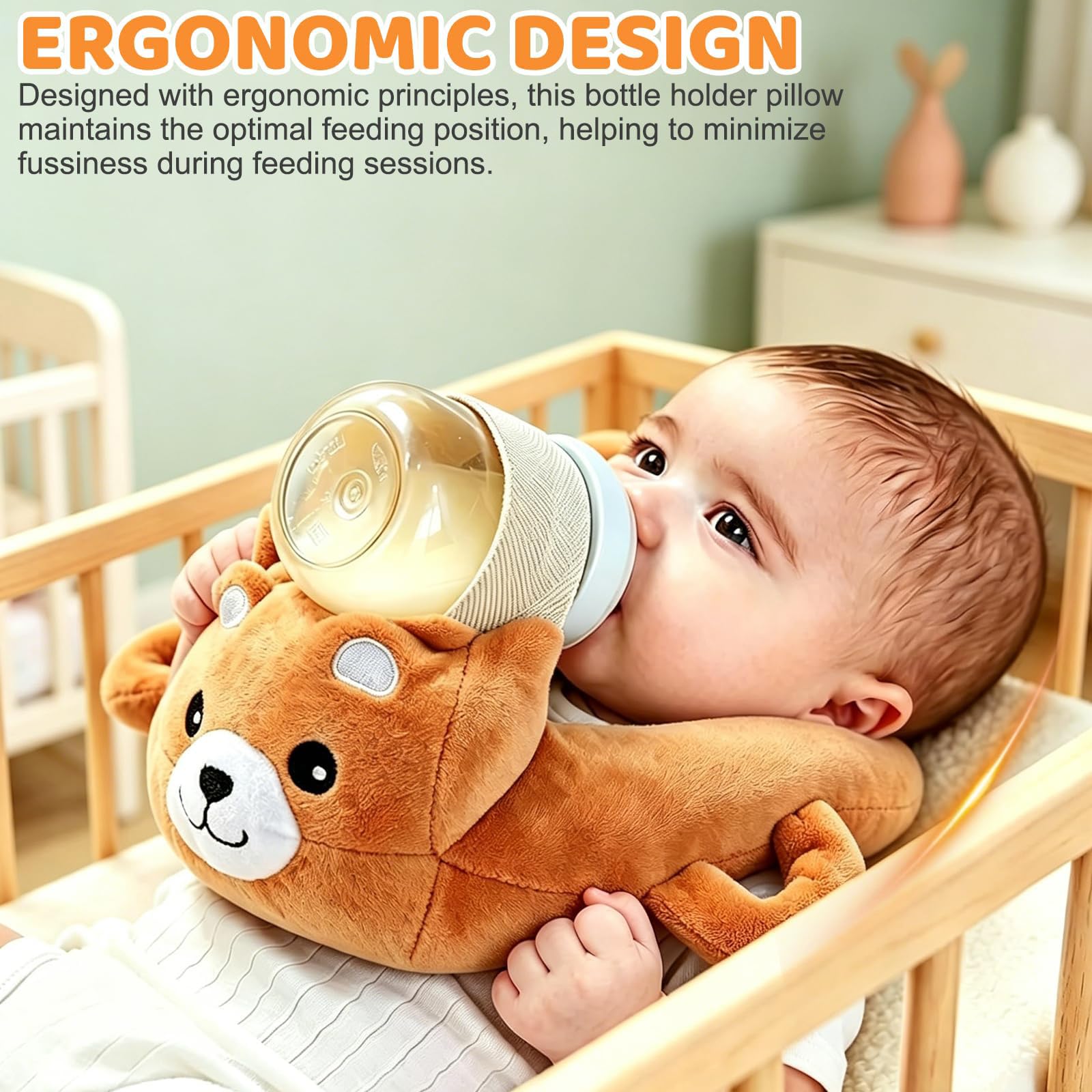 Generico Cuscino Porta Biberon, Cuscino Di Sostegno in Peluche Con Manici Regolabili, Ergonomico Per L'allattamento, Allevia La Tensione Al Polso, Supporto Per L'allattamento Con Biberon (C)