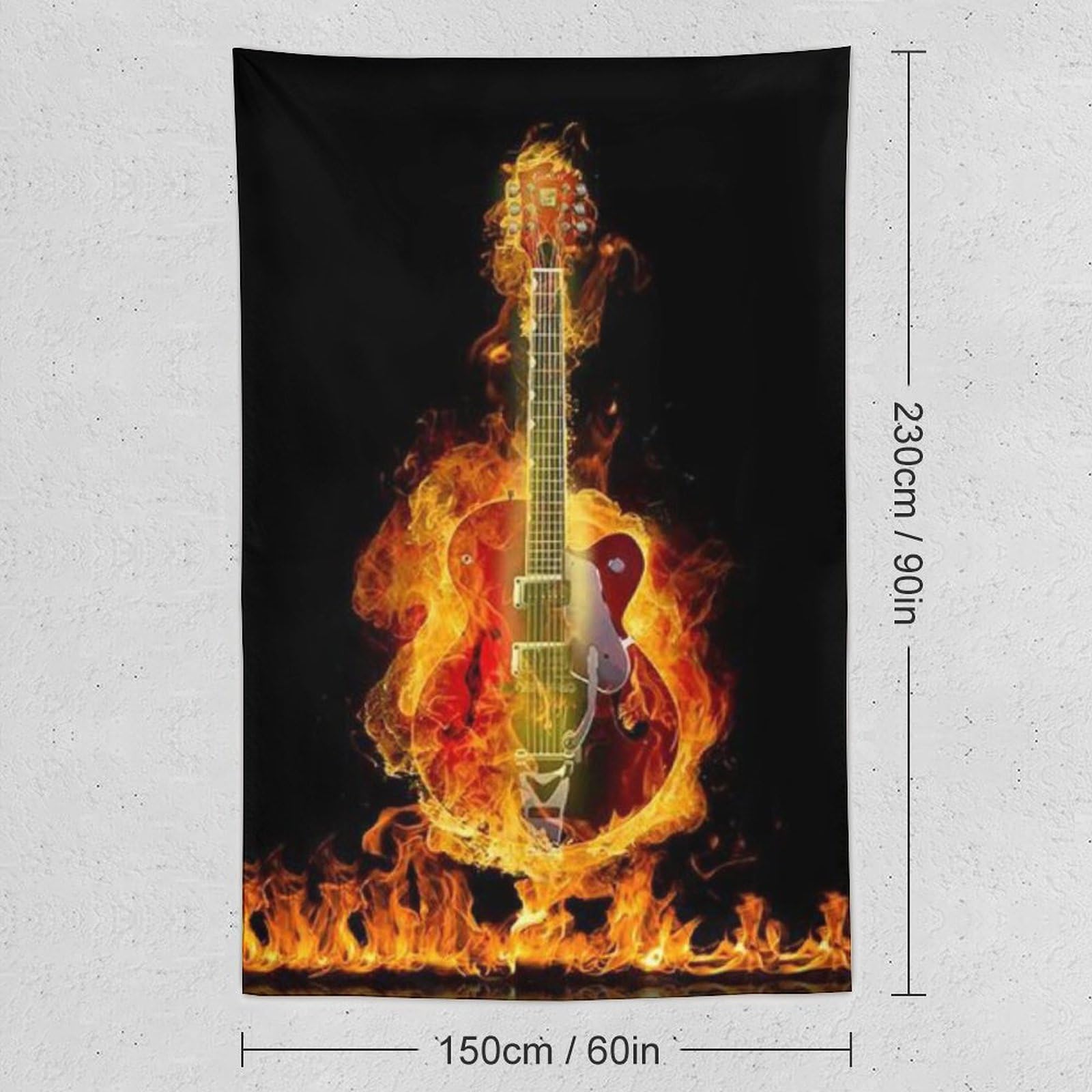 レア品　バンドリ　ポスター額縁付き　横52.4cm 縦74cm Amazon.co.jp: 絵画現代楽器火を燃やすエレキギターポスター(1