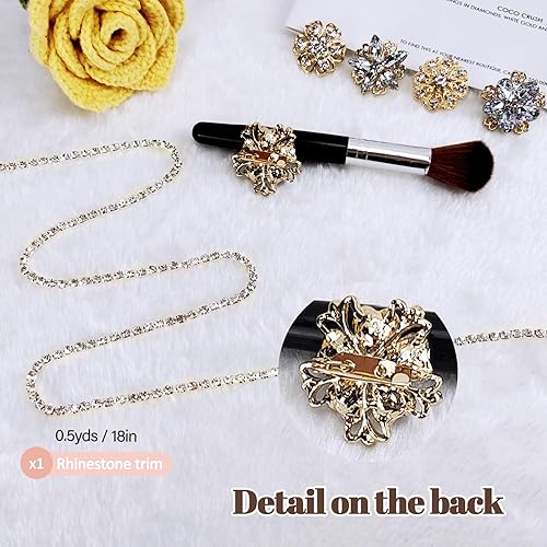 Miniatura 4 de Yhsheen Broches de diamantes de imitación Broche de cristal, conjunto de ramo de boda de cristal de perlas